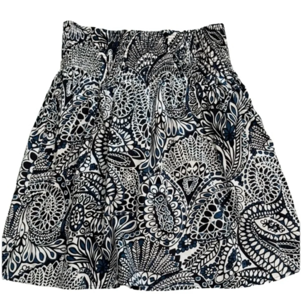 Tyler Böe Paisley Skirt Elastic Waist Lined Sz Medium 21” Black/Blue/White